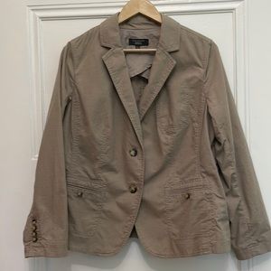 Talbots Cotton 2-Button Partially Lined Blazer Jacket Khaki Tan 16WP